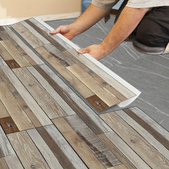 Grey Wood Flooring Peel & Stick Tiles 15 x 88, Waterproof, Easy Install