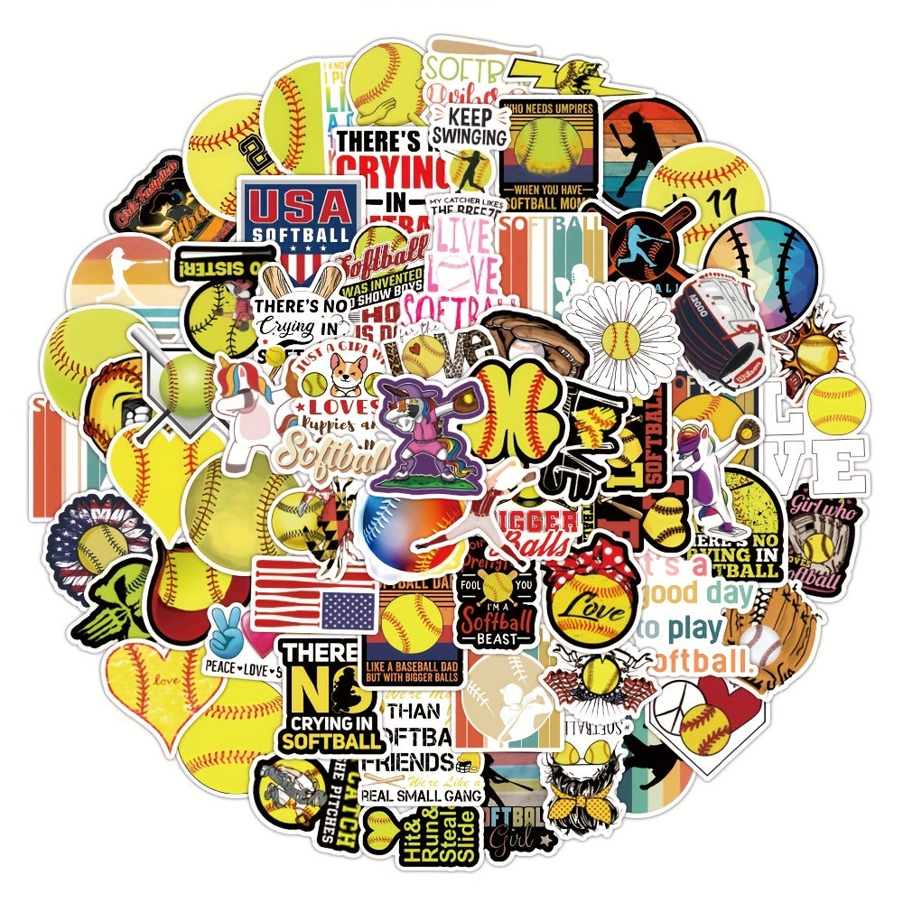 Softball Stickers Vinyl Waterproof Decal for Girls Water Bottles Laptop Car