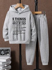 Boys Papa Print Hoodie & Sweatpants Set