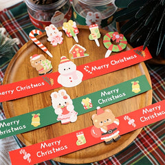 11pcs Xmas Edge Insert Stickers Cupcake Decor Self-adhesive Cup Covers