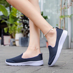 Women's Mesh Flat Sneakers Breathable Slip-On Shoes