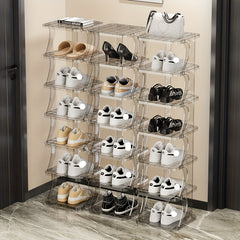 Clear Vertical Shoe Rack 8 Tiers Storage Organizer Space Saving