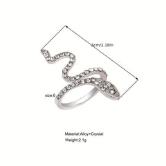 Gothic Snake Wrap Ring with Rhinestones Adjustable