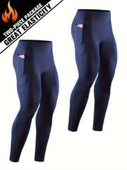 Men's Solid Pocket Leggings Active Quick Drying Sports Compression Pants