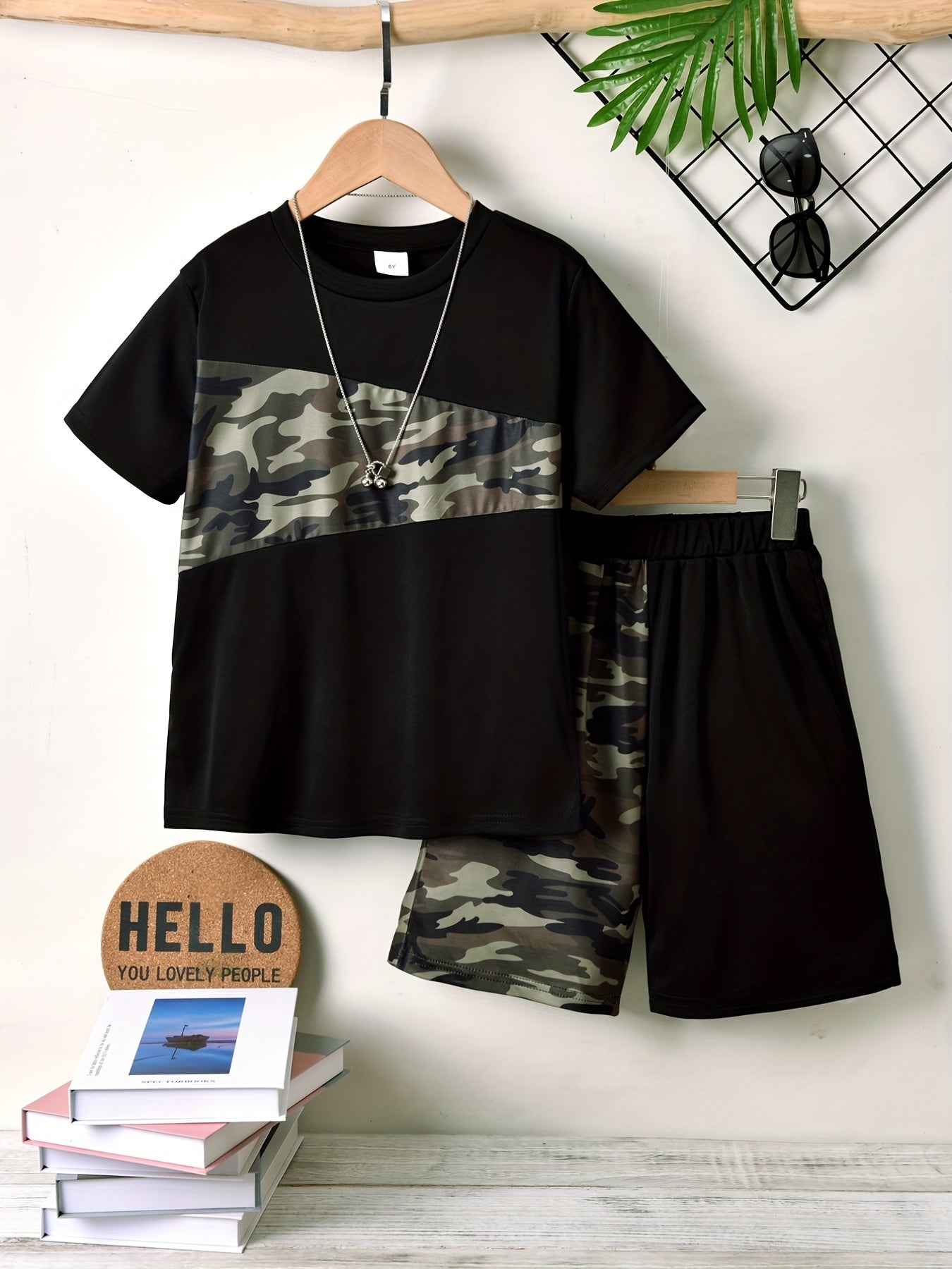 Boys Camouflage Casual Outfit T shirt & Shorts Kids Summer Clothes Sets