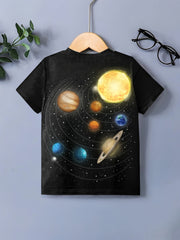 Solar System 3D Print Boys T-shirt Short Sleeve Top