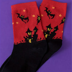 Cartoon Ghost Print Socks Halloween Mid Tube Socks Women's Stockings