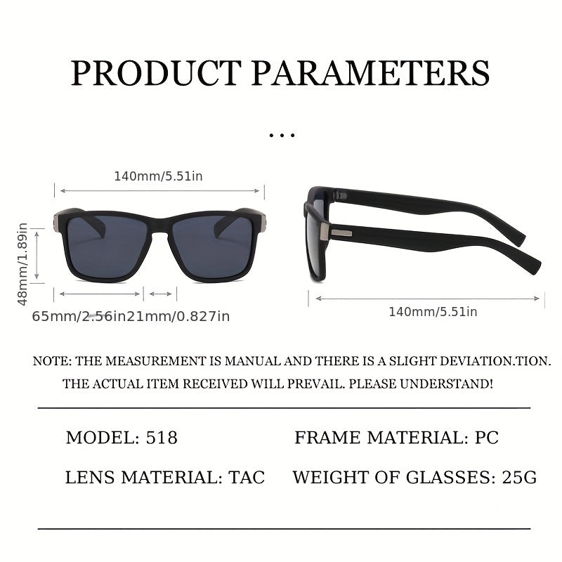 Men's Square Frame Polarized Sunglasses For Fishing Cycling