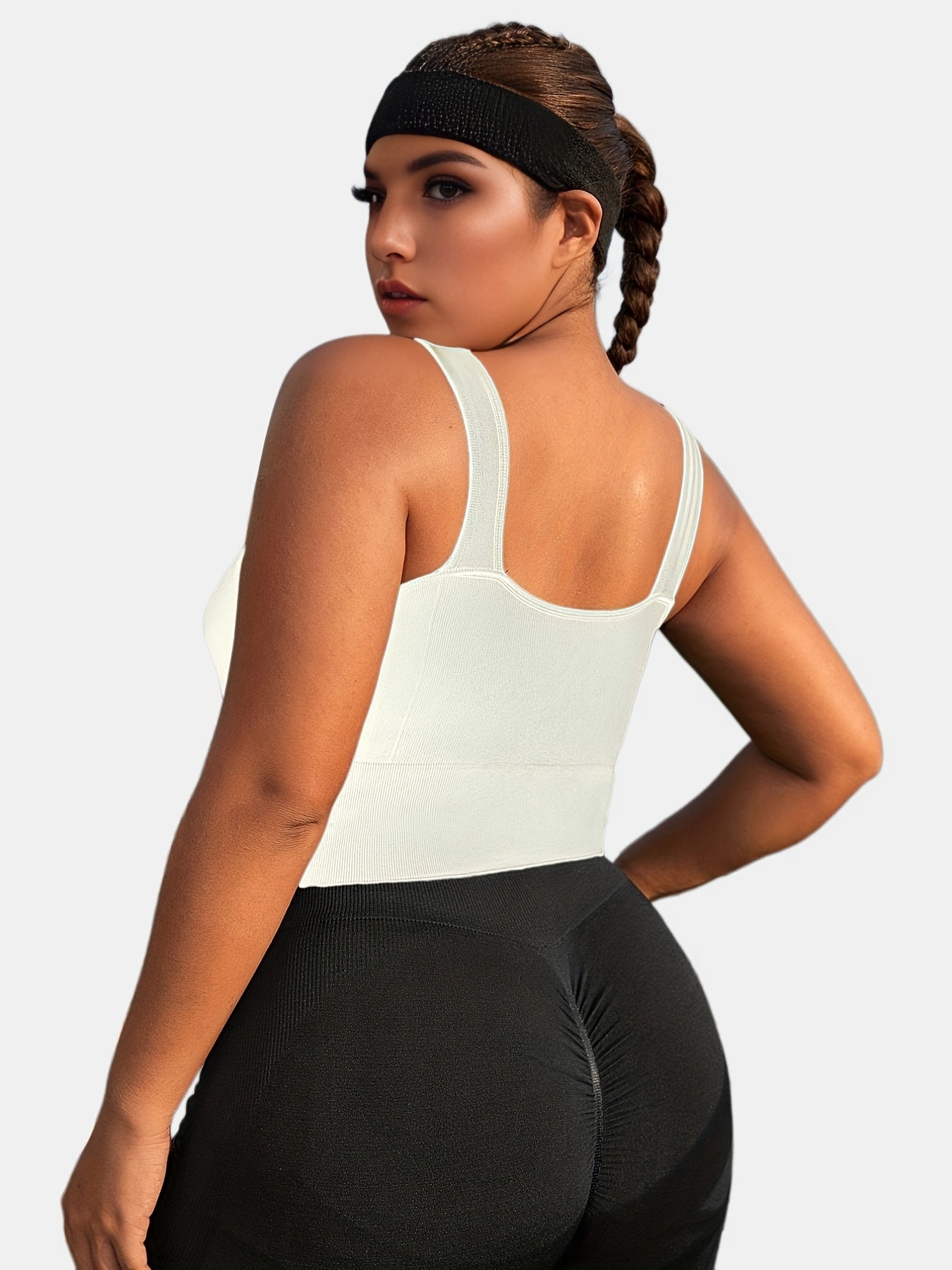 Seamless Ribbed Square Neck Sports Bra