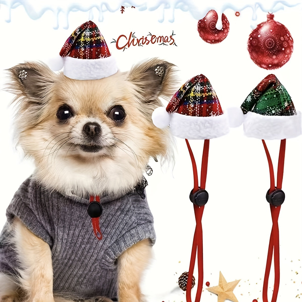 2pcs Christmas Pet Dog Hats Dog Party Caps