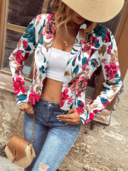 Floral Print Shawl Collar Blazer