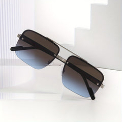 Half Frame Cut Edge Sunglasses Square Frame Sports Glasses Men's Glasses Case