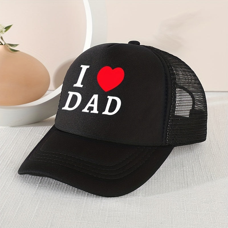 Casual I LOVE DAD Mesh Stitching Cap Sun Protection Comfortable Cap