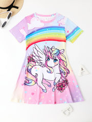 Girls Summer 3D Animal Print Princess Dress