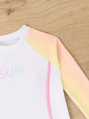 Tie Dye Swimwear Set 2pcs Girls Gradient Long Sleeve Top Shorts Set