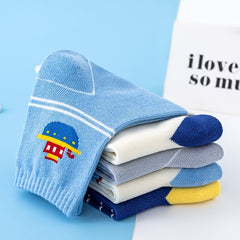 5 Pairs Kids Warm Cartoon Ships Pattern Socks