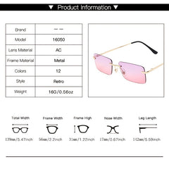 Rimless UV Protection Square Sunglasses for Women