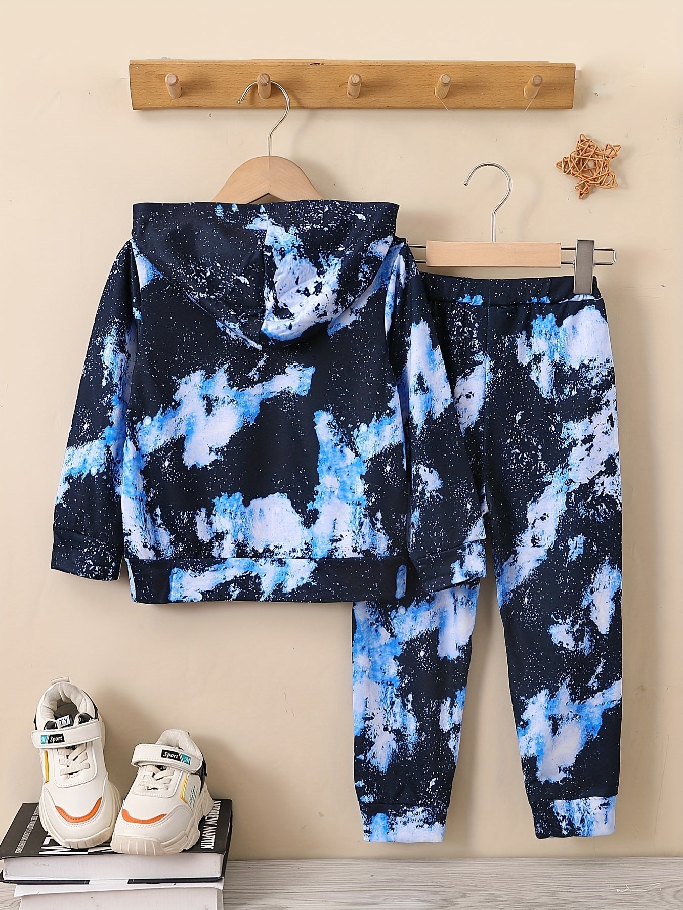 Boy's 2pcs Hoodie & Sweatpants Set Splash Print Long Sleeve Top Casual Outfits