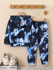 Boy's 2pcs Hoodie & Sweatpants Set Splash Print Long Sleeve Top Casual Outfits