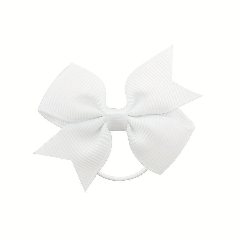 20pcs Toddler Girls Bowknot Hair Rope Solid Rubber Band Hair Ring