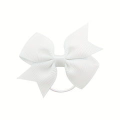 20pcs Toddler Girls Bowknot Hair Rope Solid Rubber Band Hair Ring
