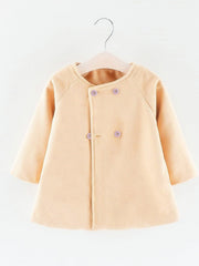 Cotton Jacket for Baby Girl 2-5 Years Double Breasted Button Winter Coat