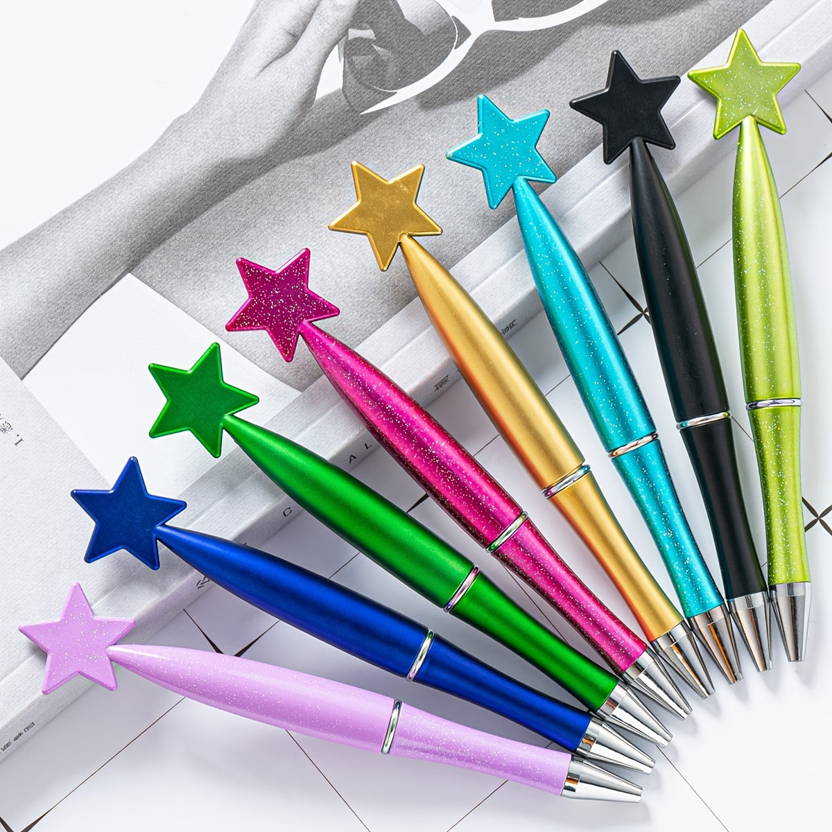 Glitter Star Plastic Ballpoint Pen 1.0mm Refill Office Signature For Students