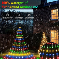 Christmas Outdoor 180 LED Waterfall Tree Lights 8 Modes USB Plug In Waterproof