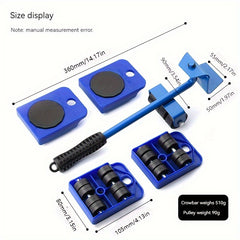 5pcs Universal Wheel Set Moving Mover Pulley Base