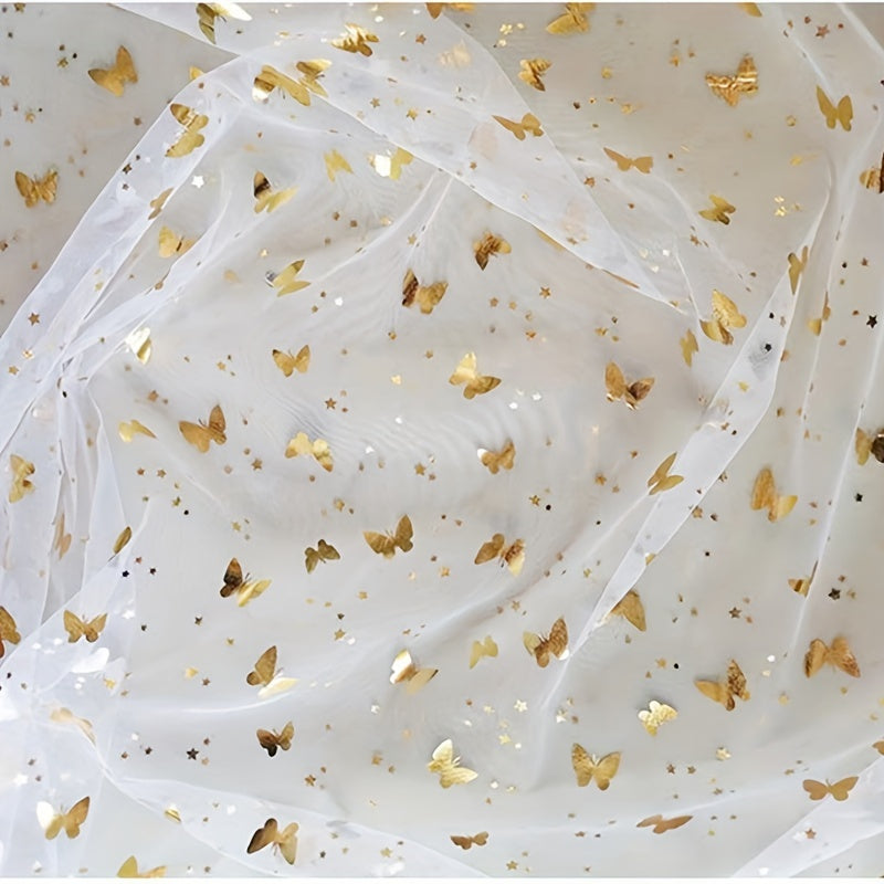 Colorful Nylon Mesh Golden Foil Butterfly Net Fabric