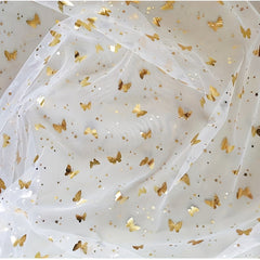 Colorful Nylon Mesh Golden Foil Butterfly Net Fabric