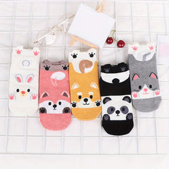 5 Pairs Cartoon Animal Ankle Socks Women's Stocking