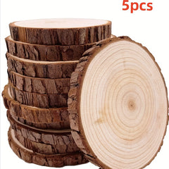 5pcs Natural Round Wood Chips Unprocessed Christmas Decorations Crafts