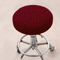 Round Stool Dining Chair Slipcover Jacquard Dust Proof Soft Stool Cover