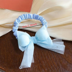 2pcs Bow Mesh Hair Band Elastic Hair Ties Hair Accessories For Girls