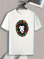 Lion Pattern Print Men's Sports T-shirt Graphic Tee