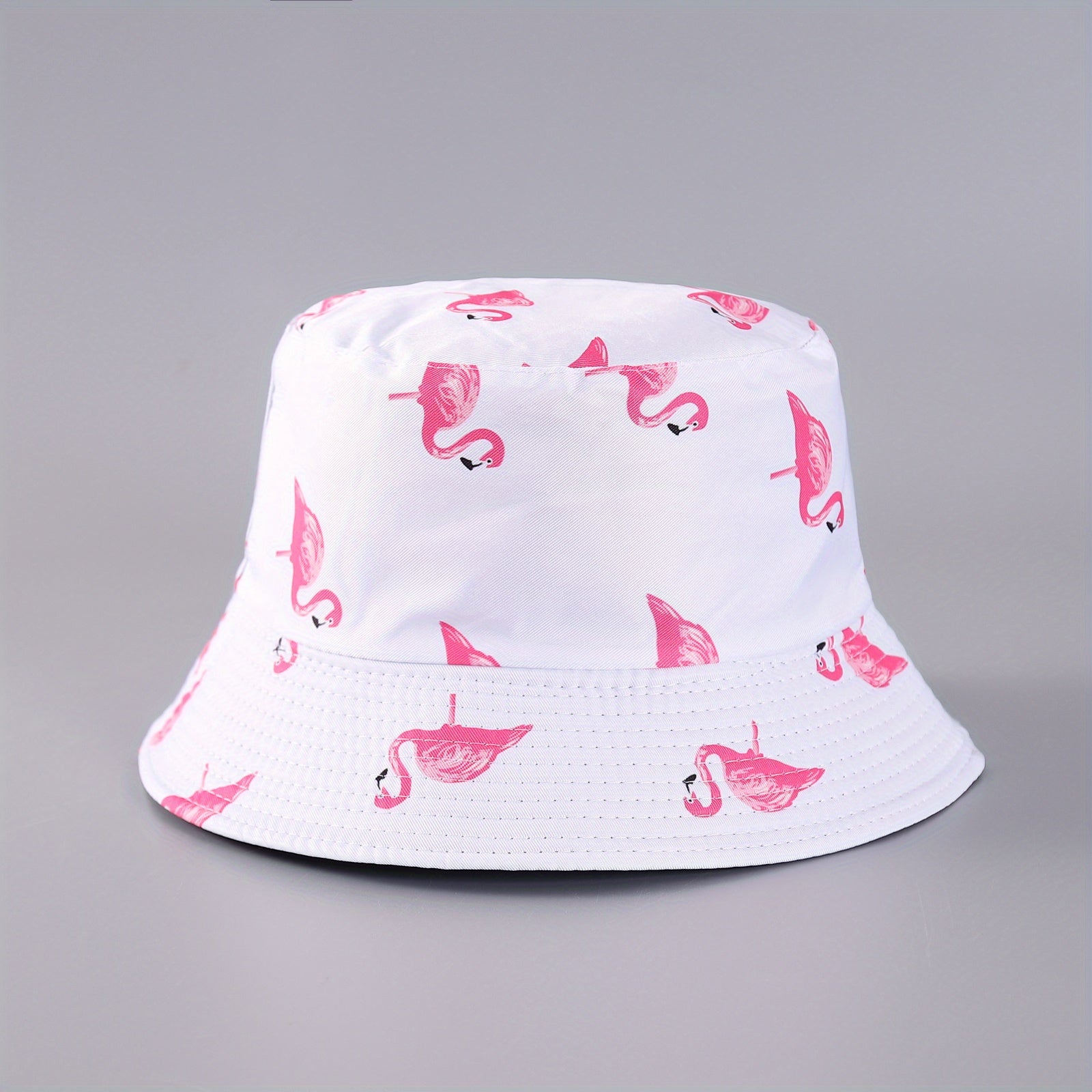Flamingo Print Reversible Bucket Hat Lightweight Unisex Fisherman Cap