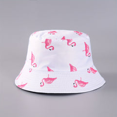 Flamingo Print Reversible Bucket Hat Lightweight Unisex Fisherman Cap