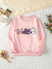 Kitty Buddies Graphic Sweatshirt For Girls