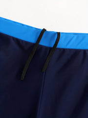 Quick drying Drawstring Men's Swim Trunks Block Board Shorts Swimwear