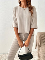 Solid Ribbed Tee & Leggings Set