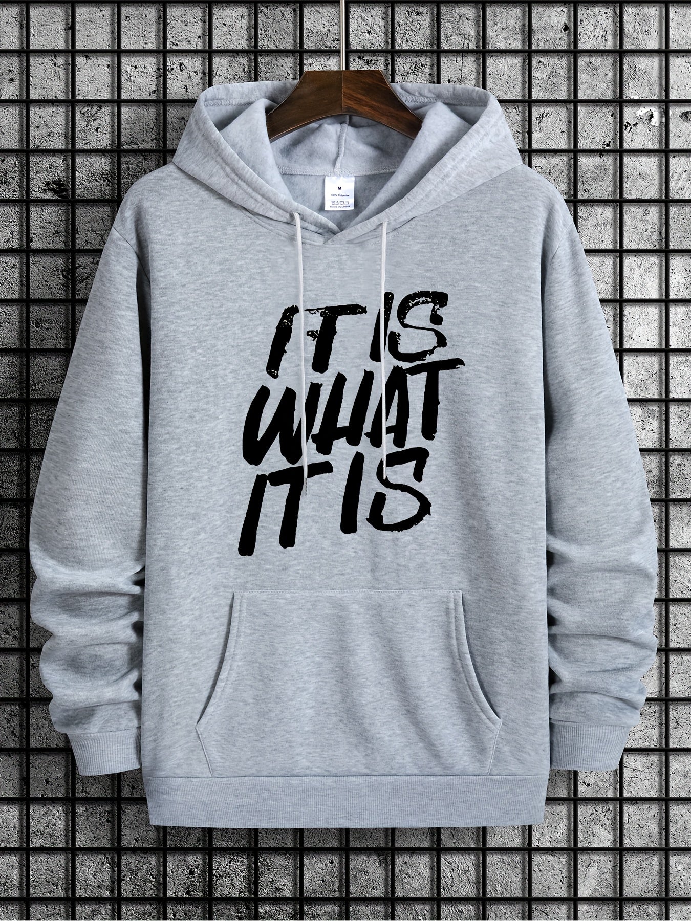 IT IS WHAT IT IS Print Hoodies For Men Graphic Sweatshirt With Kangaroo Pocket