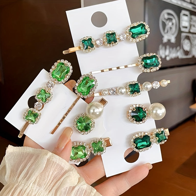 Vintage Hair Clips with Crystal & Rhinestones Metal Hairpin