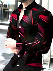 Geometric Print Men's Long Sleeve Shirt