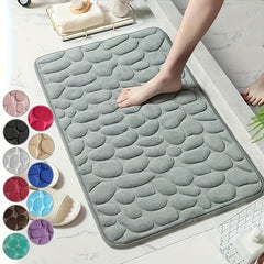 Memory Foam Bath Mat Cobblestone Embossment Water Absorbent Non Slip