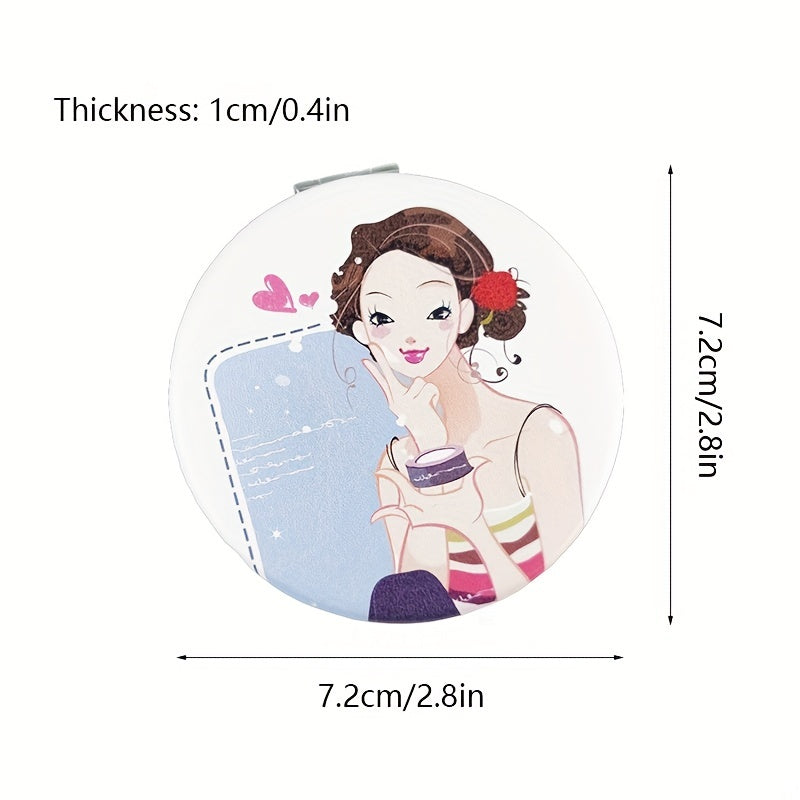 Circular Makeup Mirror Folding Double Sided Pocket Mirror Girl Gift
