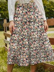 Floral Print Midi Skirt for Spring & Summer