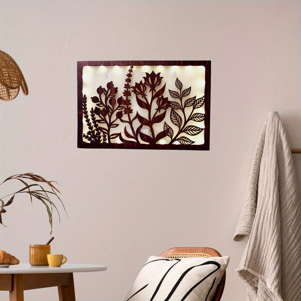 LED Flower Shape Retro Wooden Lamp