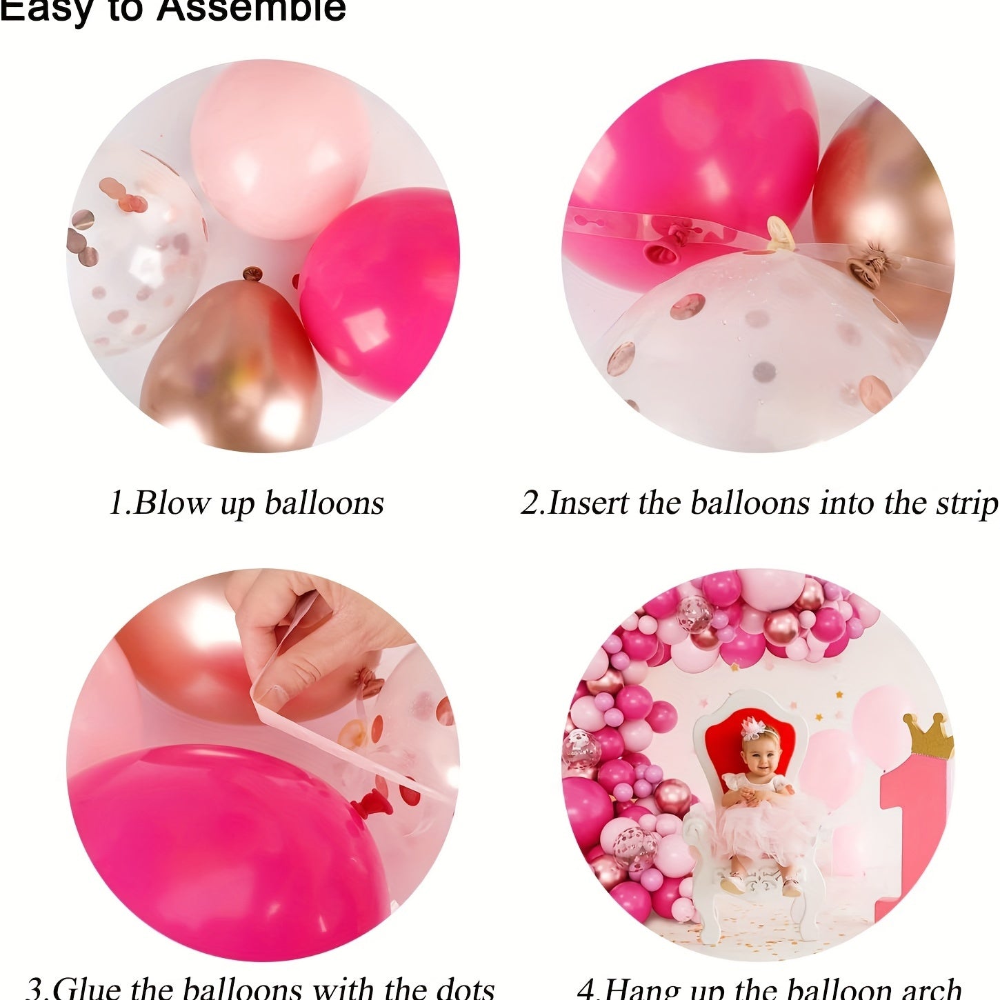 164pcs Pink Latex Balloons Rose Golden Balloon Arch Set