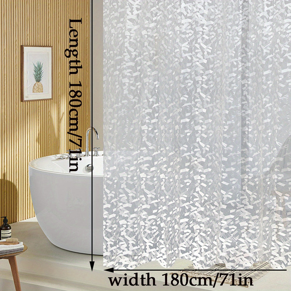 Waterproof 3D Shower Curtain with Metal Grommet, Thickened Fabric